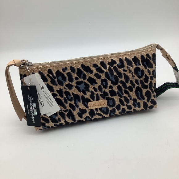 Consuela Handbags - Consuela Tool Bag Joss Leopard Print Gold Glitter‎ Clutch Crossbody Purse NWT